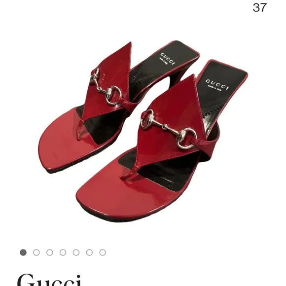 Gucci sandals slides red with horsebit silver hardware